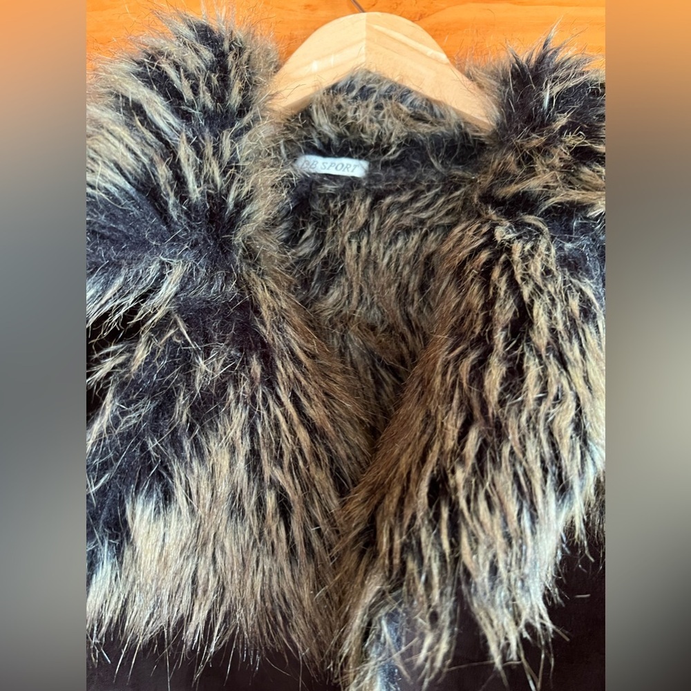 VTG DB SPORT Reversible  Suede Fur 2 Buttons Warm Coat Jacket L - Picture 4 of 8